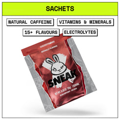 Red sachet with a logo and text on a white background
